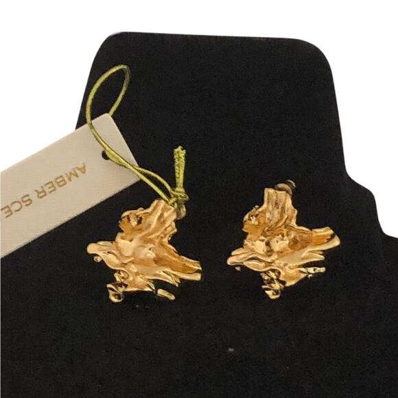 AMBER SCEATS NWT Textured Sculptural Finish 24K Gold Plating Reese Earrings - Picture 6 of 15